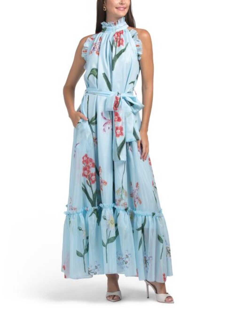 NANCY YANG Halter Floral Maxi Dress